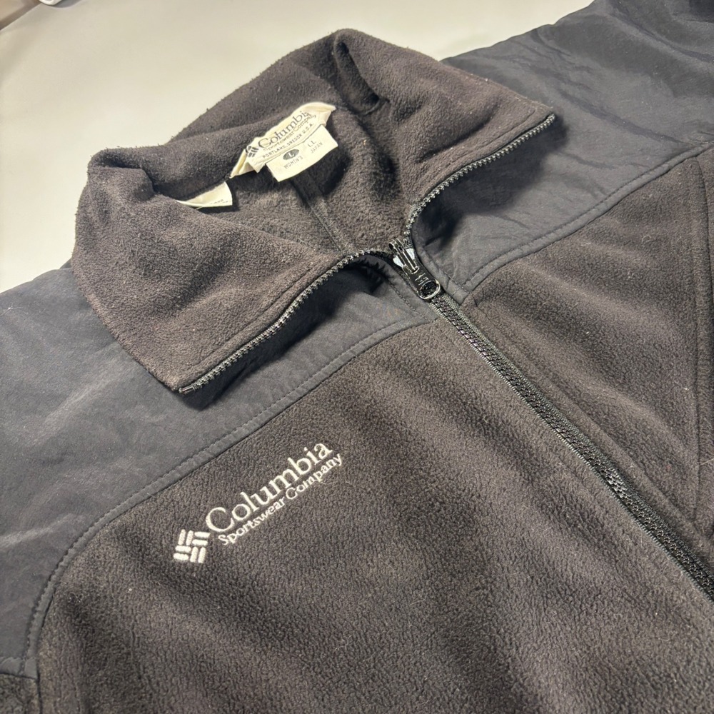 Columbia Titanium Fleece Jacket Womens L Black Full Zip Softshell Coat‎